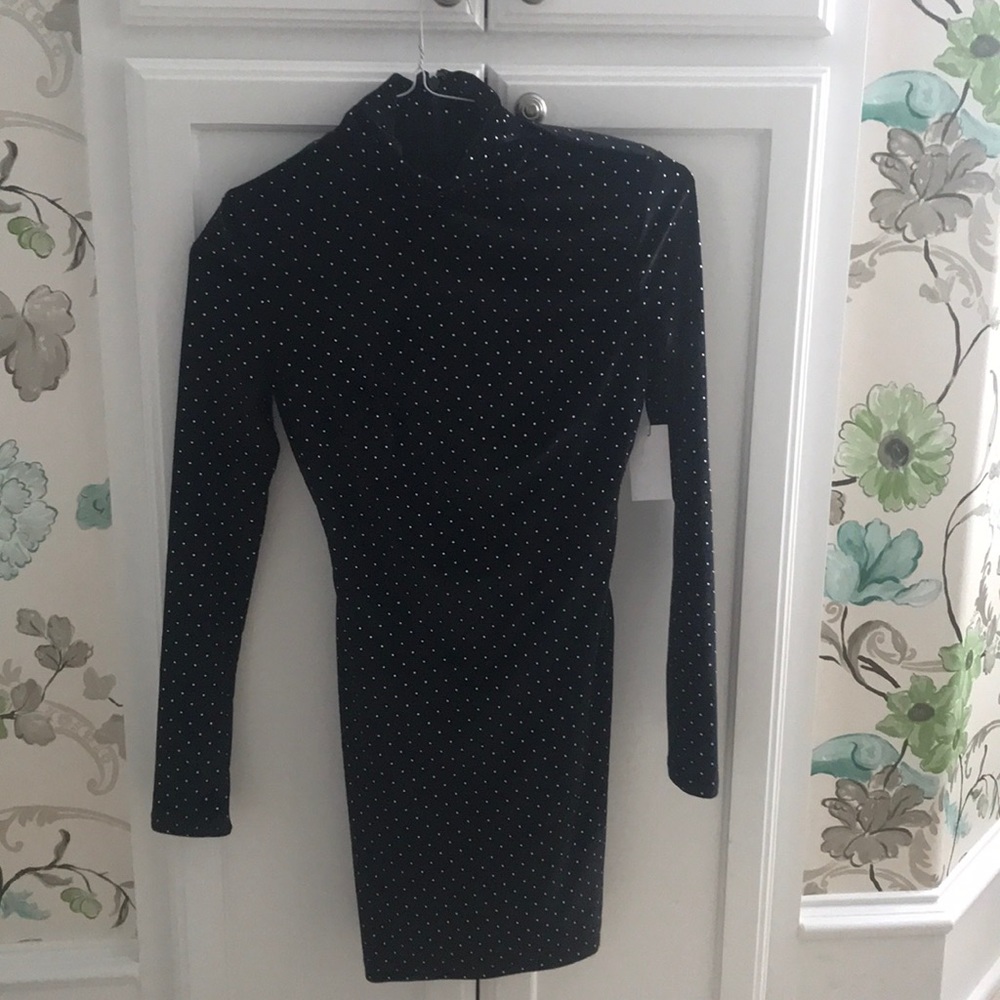 Cosmopolitan Mock Neck Long Sleeve Mini Dress